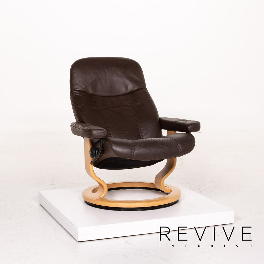 Stressless Consul Leder Sessel inkl. Hocker Braun Dunkelbraun Funktion Relaxfunktion Relaxsessel #14838