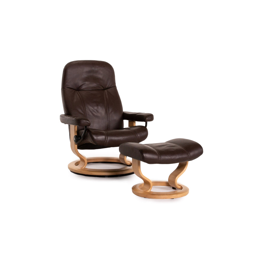 Stressless Consul leather armchair incl. stool brown dark brown relax function function relax chair #13709