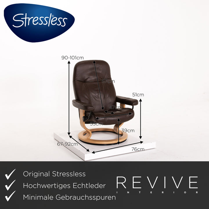 Stressless Consul Leder Sessel inkl. Hocker Braun Dunkelbraun Relaxfunktion Funktion Relaxsessel #13709