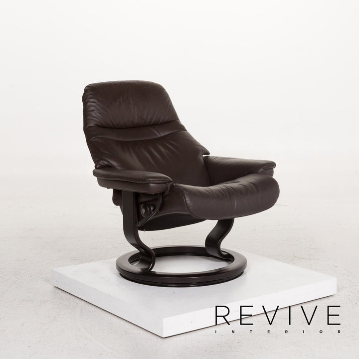 Stressless Consul Leder Sessel inkl. Hocker Braun Dunkelbraun Relaxsessel Relaxfunktion Funktion #13297