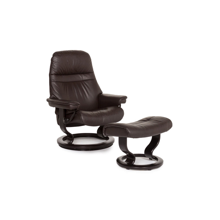 Stressless Consul leather armchair incl. stool brown dark brown relax armchair relaxation function #13297