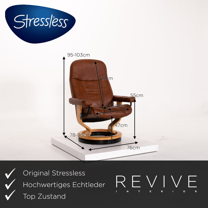 Stressless Consul Leder Sessel inkl. Hocker Braun Relaxfunktion Funktion Relaxsessel #13596