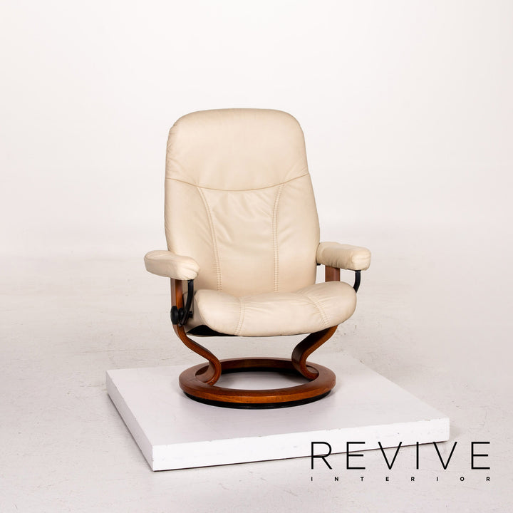 Stressless Consul Leder Sessel inkl. Hocker Creme Funktion Relaxfunktion Funktion #14790