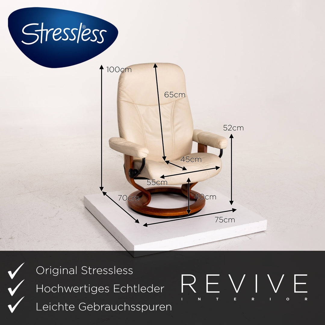Stressless Consul Leder Sessel inkl. Hocker Creme Funktion Relaxfunktion Funktion #14790
