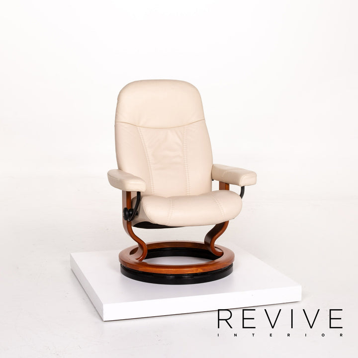 Stressless Consul Leder Sessel inkl. Hocker Creme Relaxfunktion Funktion #14047