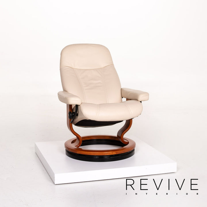 Stressless Consul Leder Sessel inkl. Hocker Creme Relaxfunktion Funktion #14047
