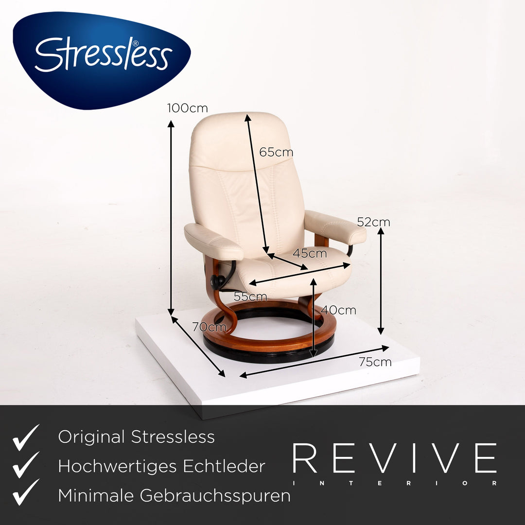 Stressless Consul Leder Sessel inkl. Hocker Creme Relaxfunktion Funktion #14047