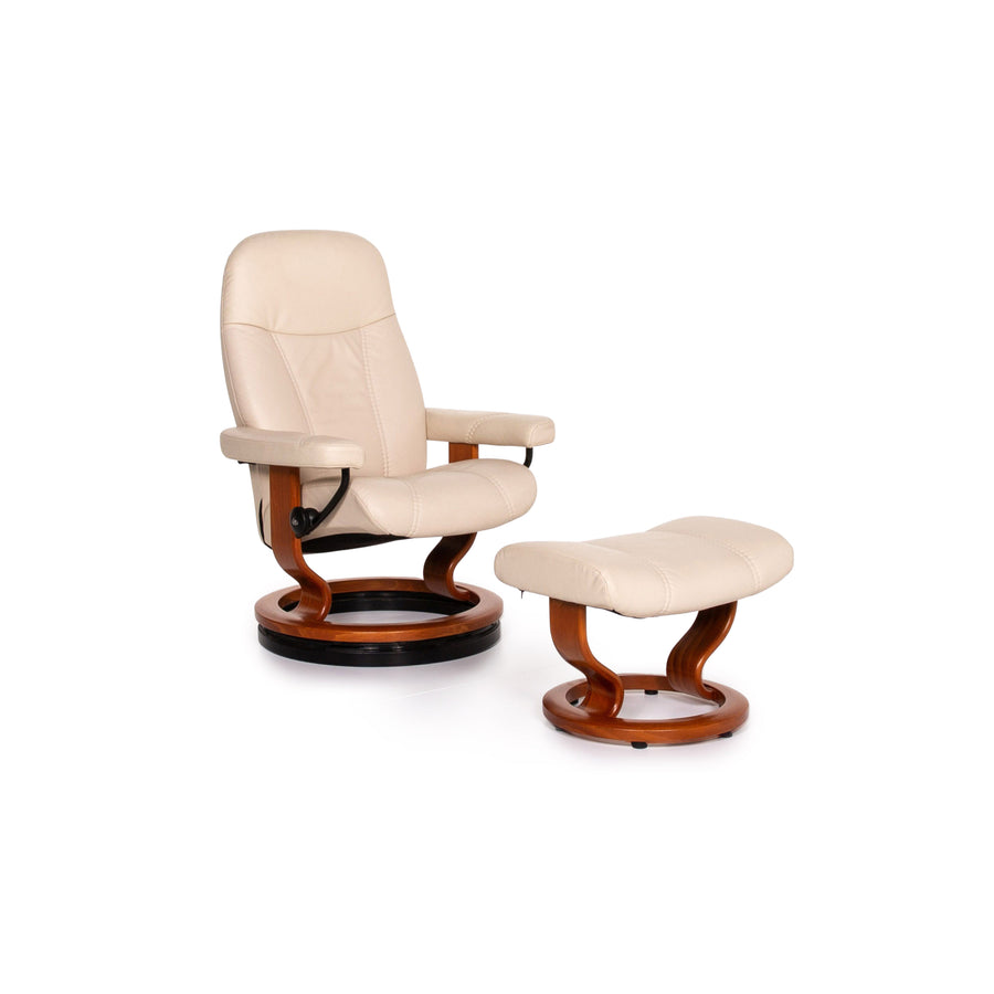 Stressless Consul Leder Sessel inkl. Hocker Creme Relaxfunktion Funktion #14047