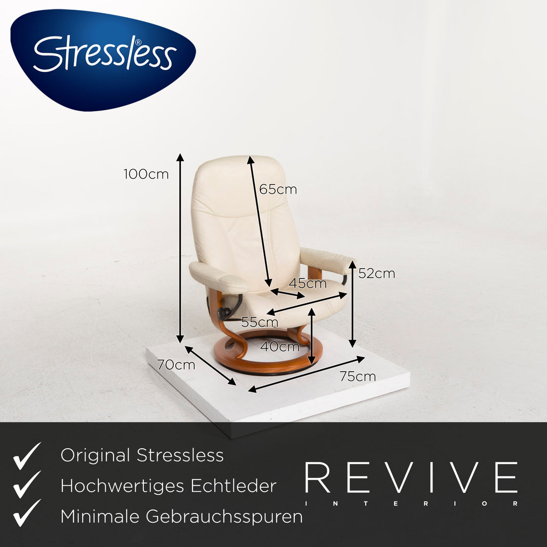 Stressless Consul Leder Sessel inkl. Hocker Creme Relaxfunktion Funktion Relaxsessel #12958