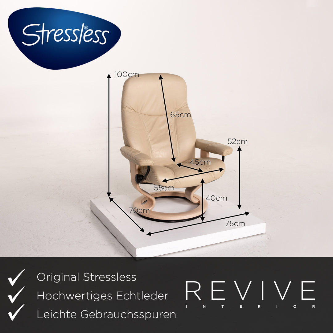 Stressless Consul Leder Sessel inkl. Hocker Creme Relaxfunktion Funktion Relaxsessel #14605