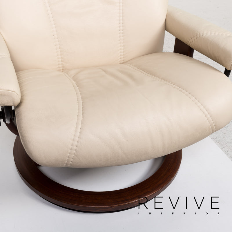 Stressless Consul Leder Sessel inkl. Hocker Creme Relaxfunktion Relaxsessel Hocker 