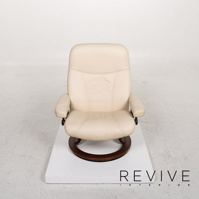 Stressless Consul Leder Sessel inkl. Hocker Creme Relaxfunktion Relaxsessel Hocker #13132