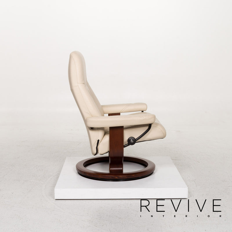 Stressless Consul Leder Sessel inkl. Hocker Creme Relaxfunktion Relaxsessel Hocker 