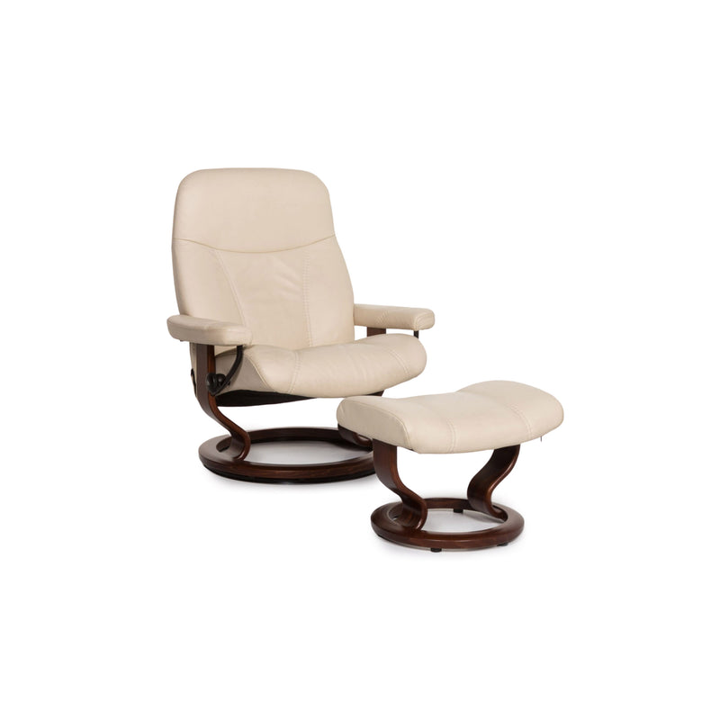 Stressless Consul Leder Sessel inkl. Hocker Creme Relaxfunktion Relaxsessel Hocker 