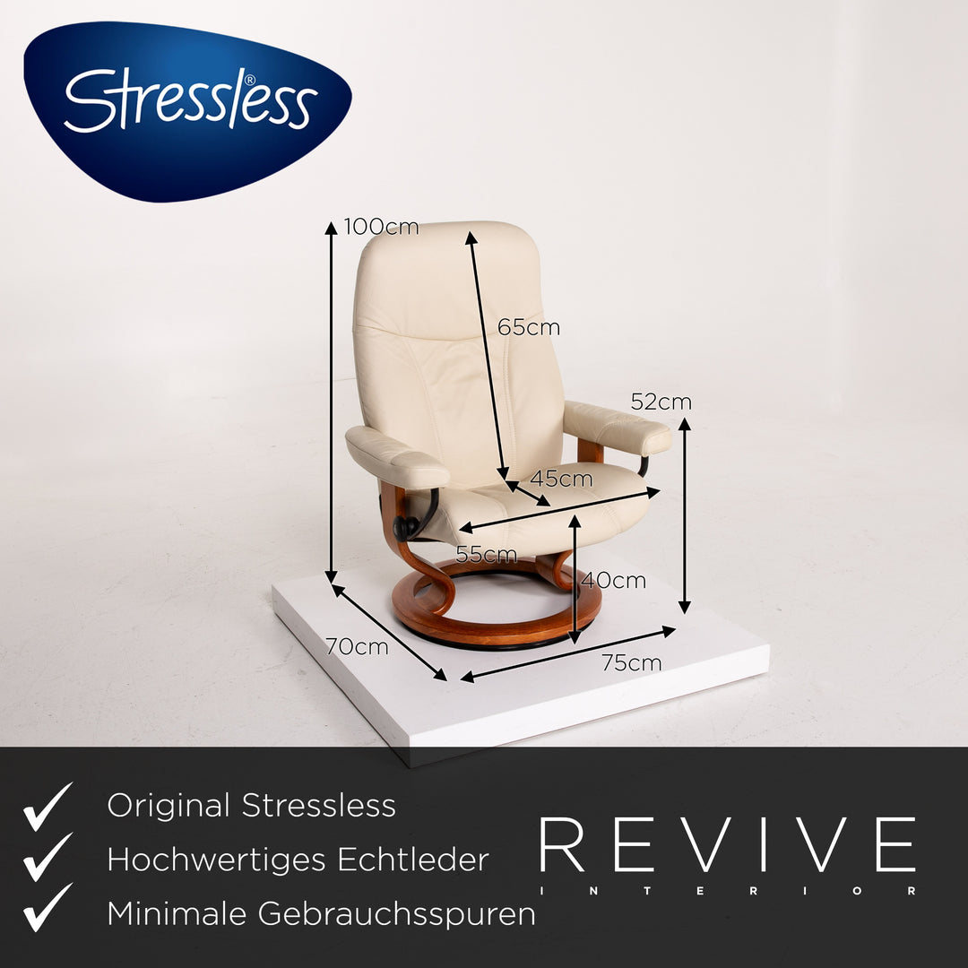 Stressless Consul Leder Sessel inkl. Hocker Creme Relaxsessel Funktion Relaxfunktion #14110