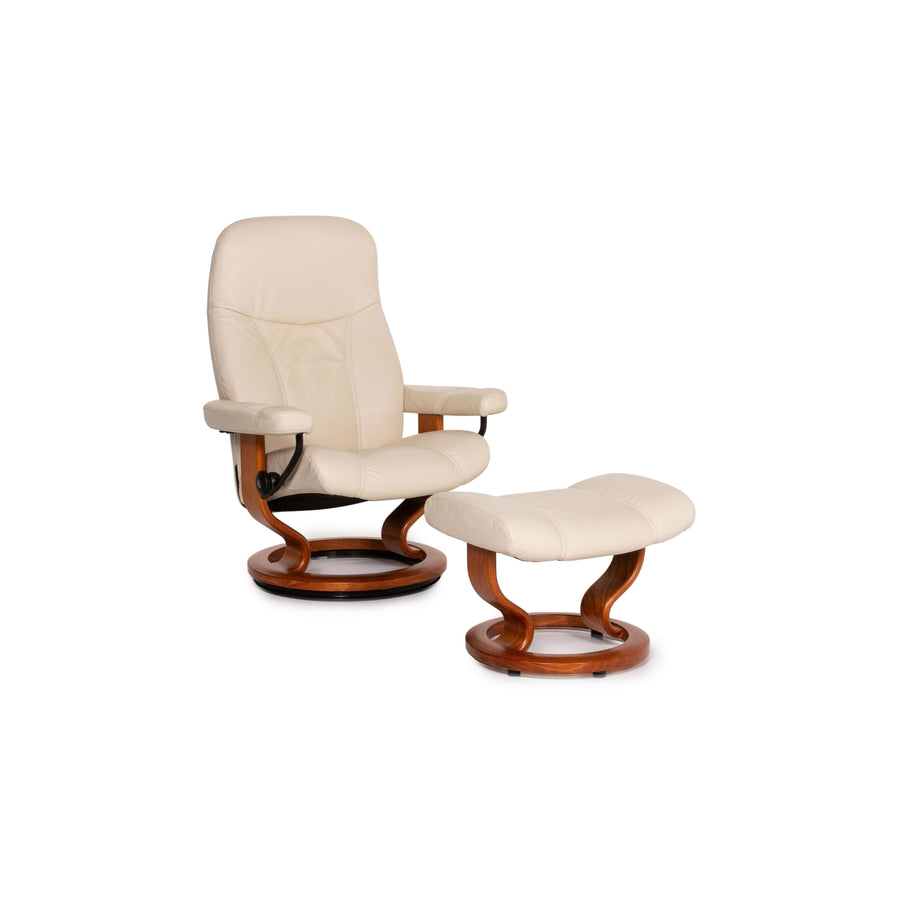 Stressless Consul Leder Sessel inkl. Hocker Creme Relaxsessel Funktion Relaxfunktion #14110