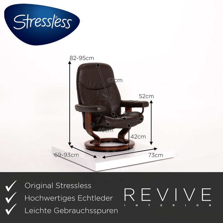 Stressless Consul Leder Sessel inkl. Hocker Dunkelbraun Braun Relaxfunktion Funktion Relaxsessel #13776