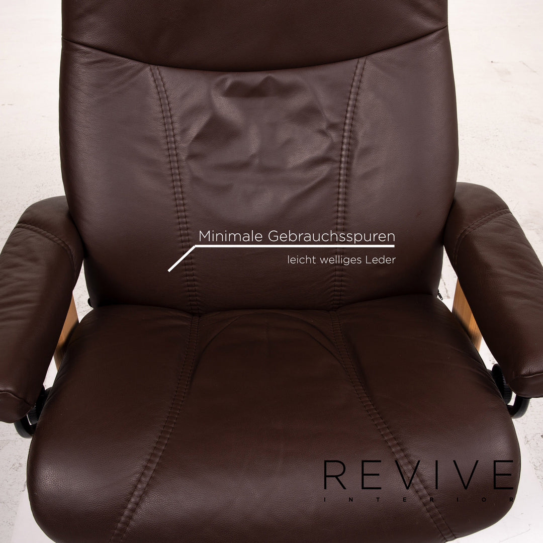 Stressless Consul Leather Armchair incl. Stool Size L Dark Brown Brown Relaxation Function Relaxation Armchair #15324