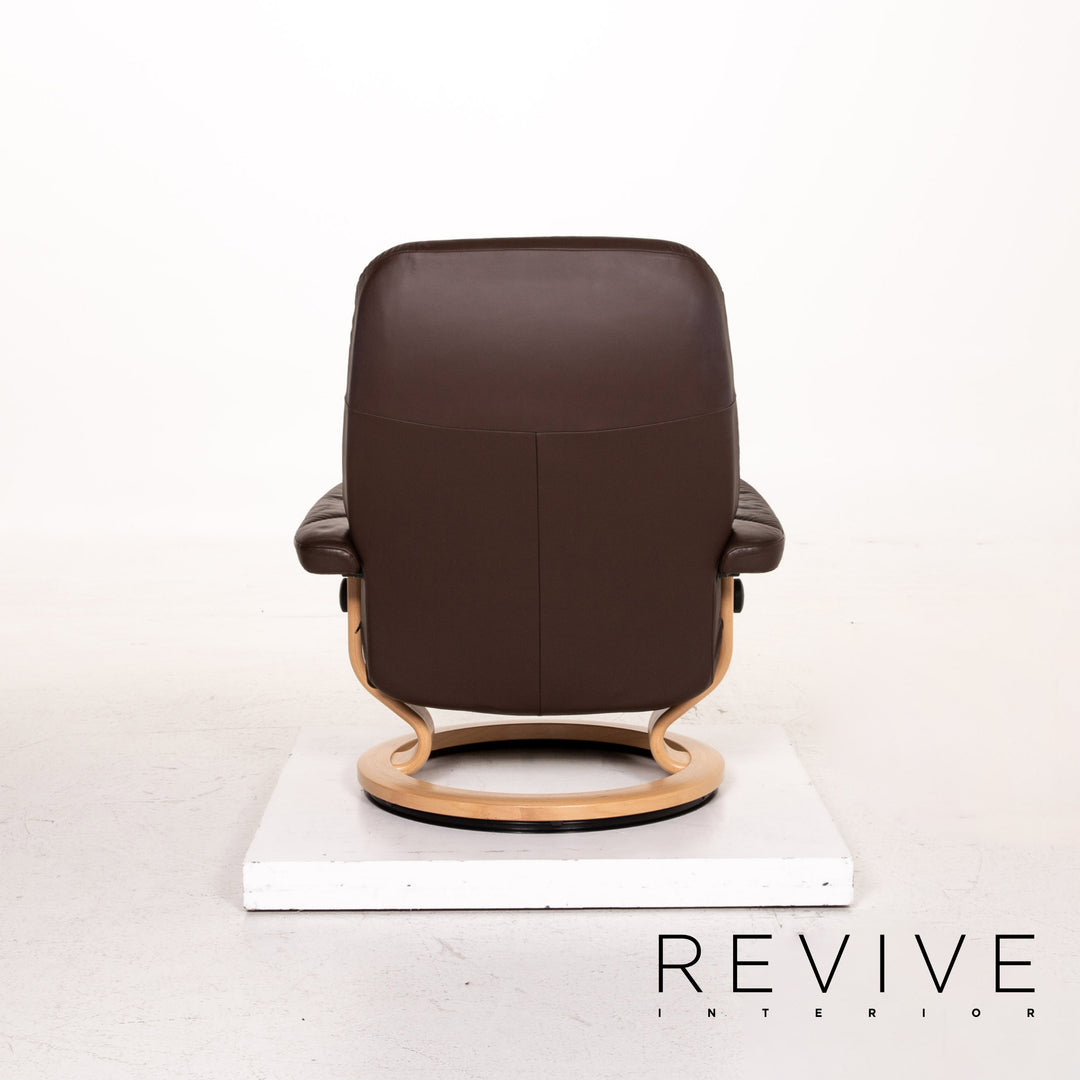 Stressless Consul Leather Armchair incl. Stool Size L Dark Brown Brown Relaxation Function Relaxation Armchair #15324