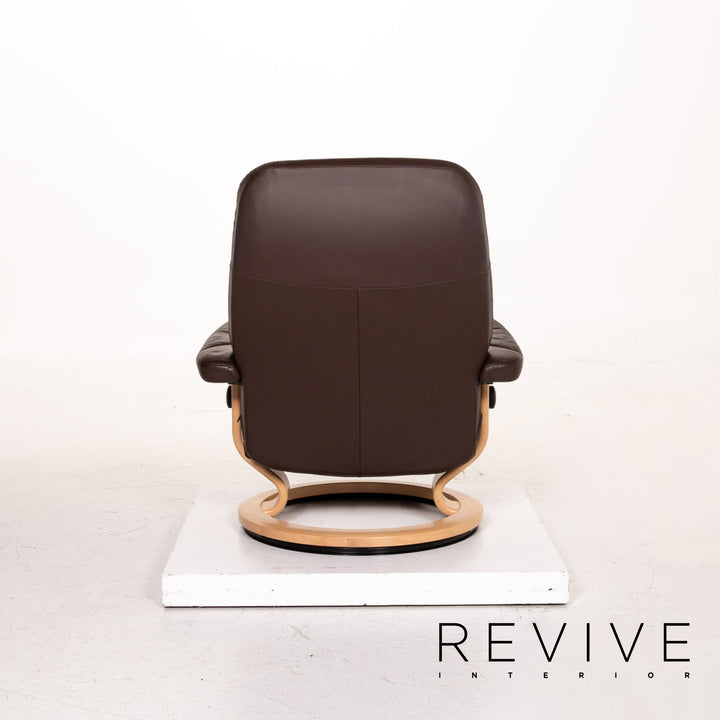 Stressless Consul Leather Armchair incl. Stool Size L Dark Brown Brown Relaxation Function Relaxation Armchair #15324