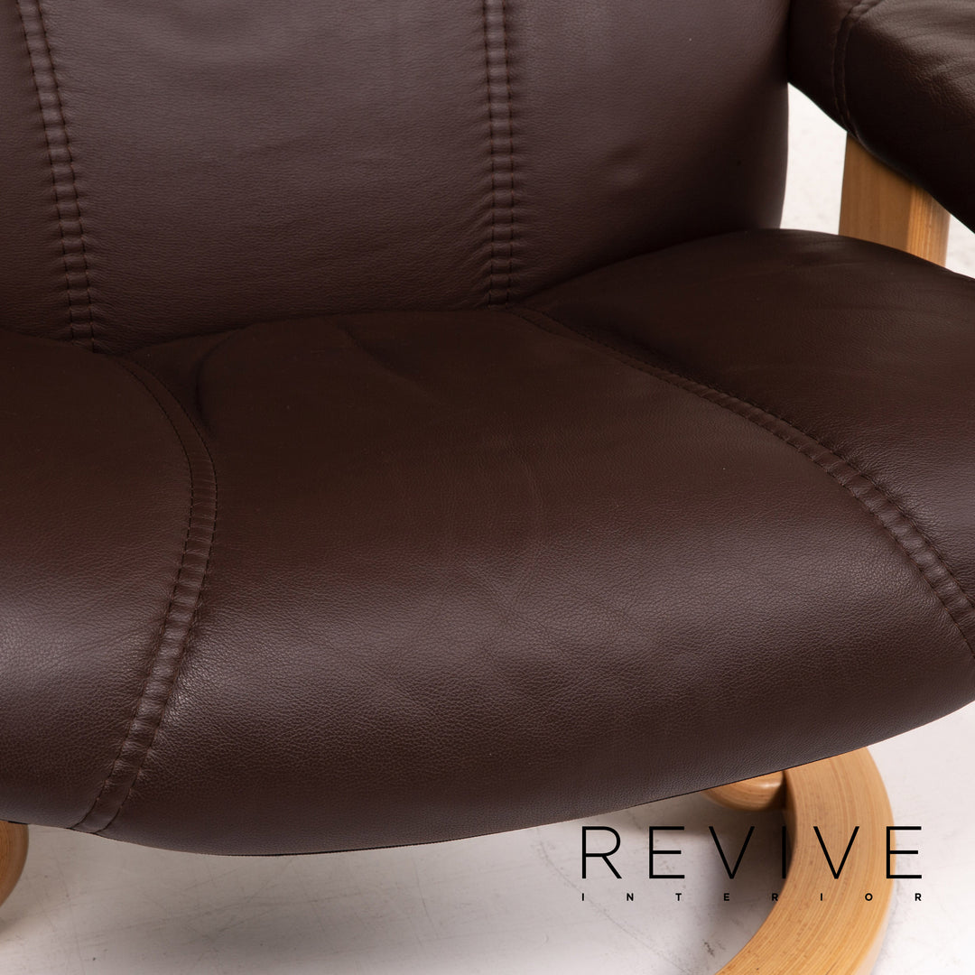 Stressless Consul Leather Armchair incl. Stool Size L Dark Brown Brown Relaxation Function Relaxation Armchair #15324