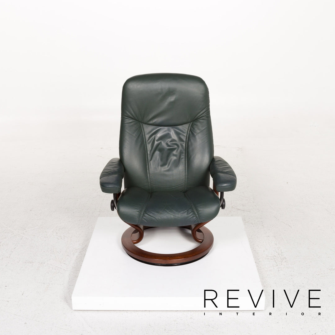 Stressless Consul leather armchair incl. stool green dark green recliner relax function function #13301