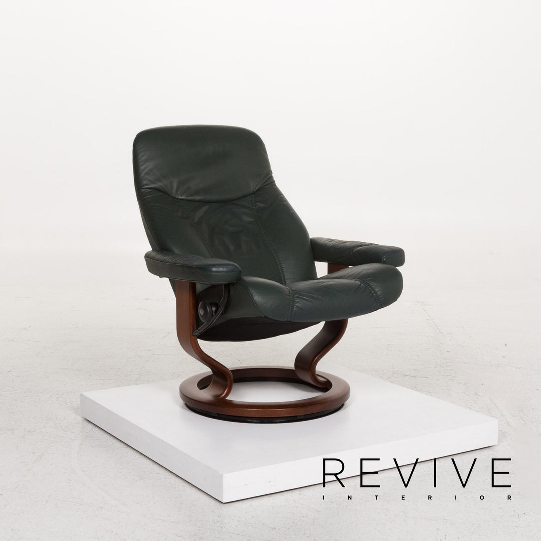 Stressless Consul leather armchair incl. stool green dark green recliner relax function function #13301