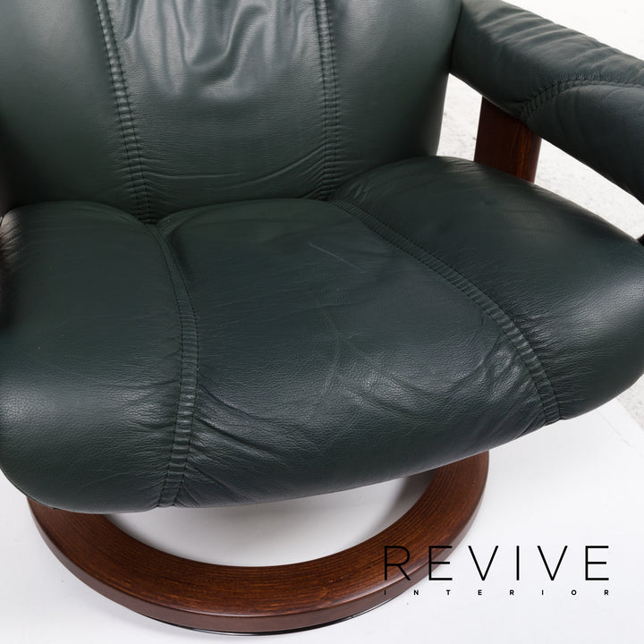 Stressless Consul leather armchair incl. stool green dark green recliner relax function function #13301