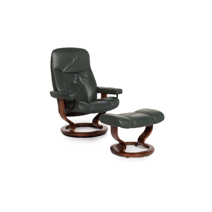 Stressless Consul leather armchair incl. stool green dark green recliner relax function function #13301