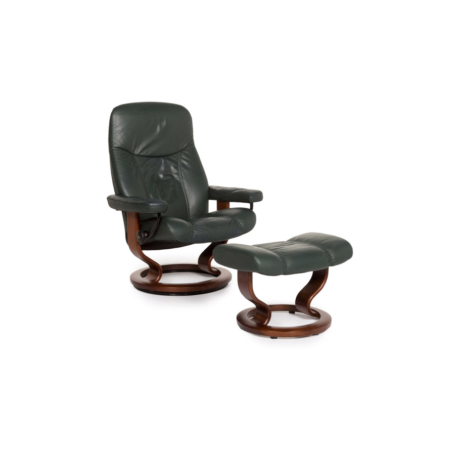 Stressless Consul leather armchair incl. stool green dark green recliner relax function function #13301