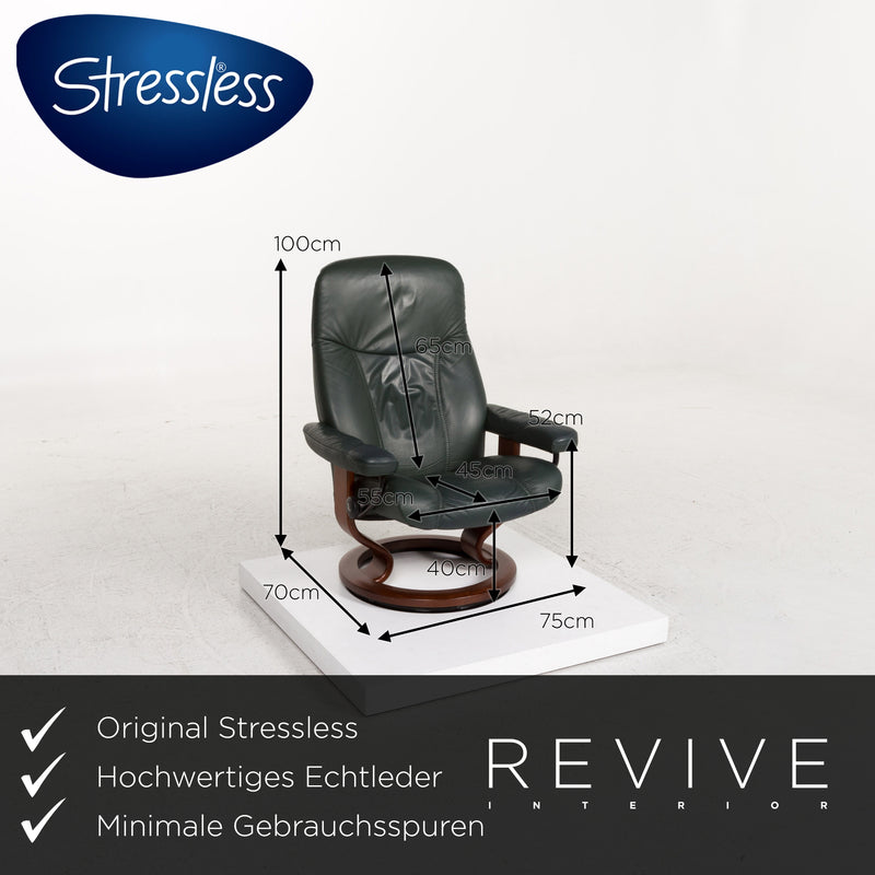 Stressless Consul Leder Sessel inkl. Hocker Grün Dunkelgrün Relaxsessel Relaxfunktion Funktion 