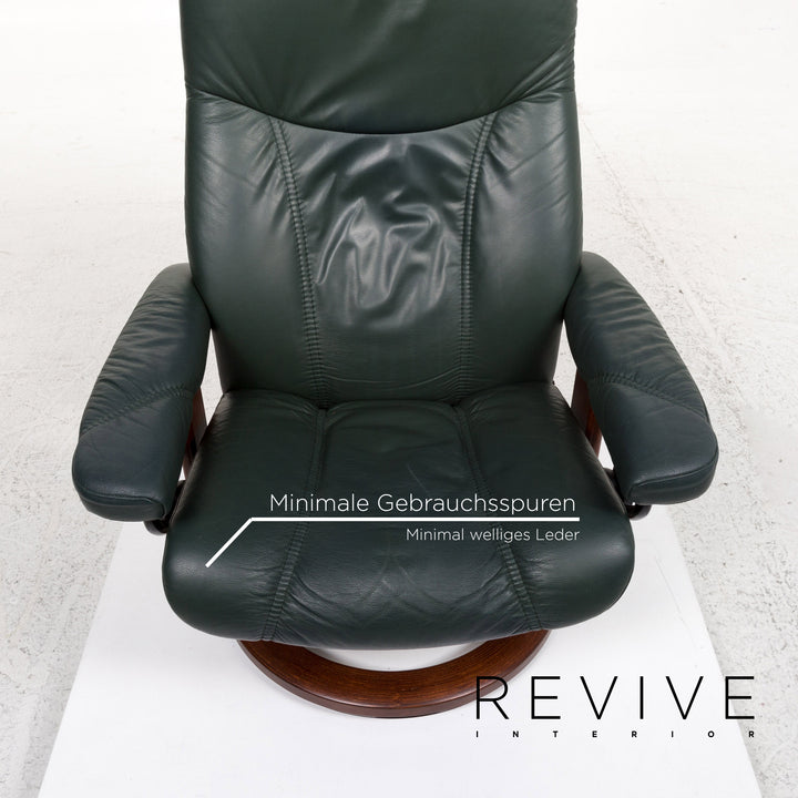 Stressless Consul leather armchair incl. stool green dark green recliner relax function function #13301