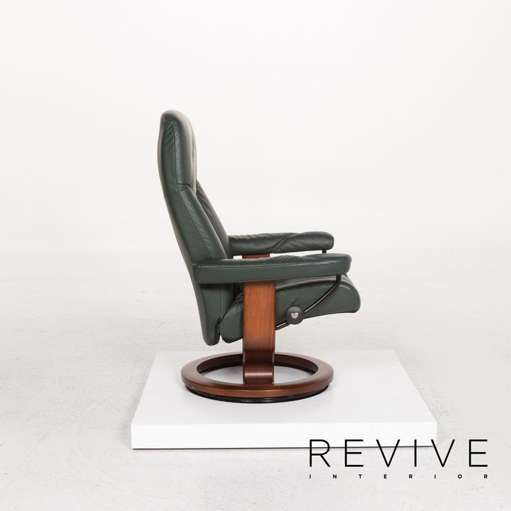 Stressless Consul leather armchair incl. stool green dark green recliner relax function function #13301
