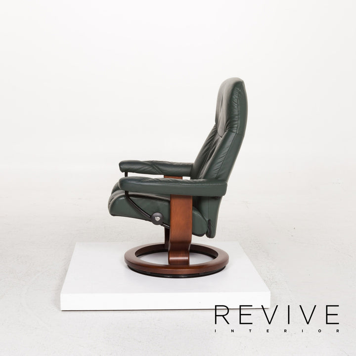 Stressless Consul leather armchair incl. stool green dark green recliner relax function function #13301