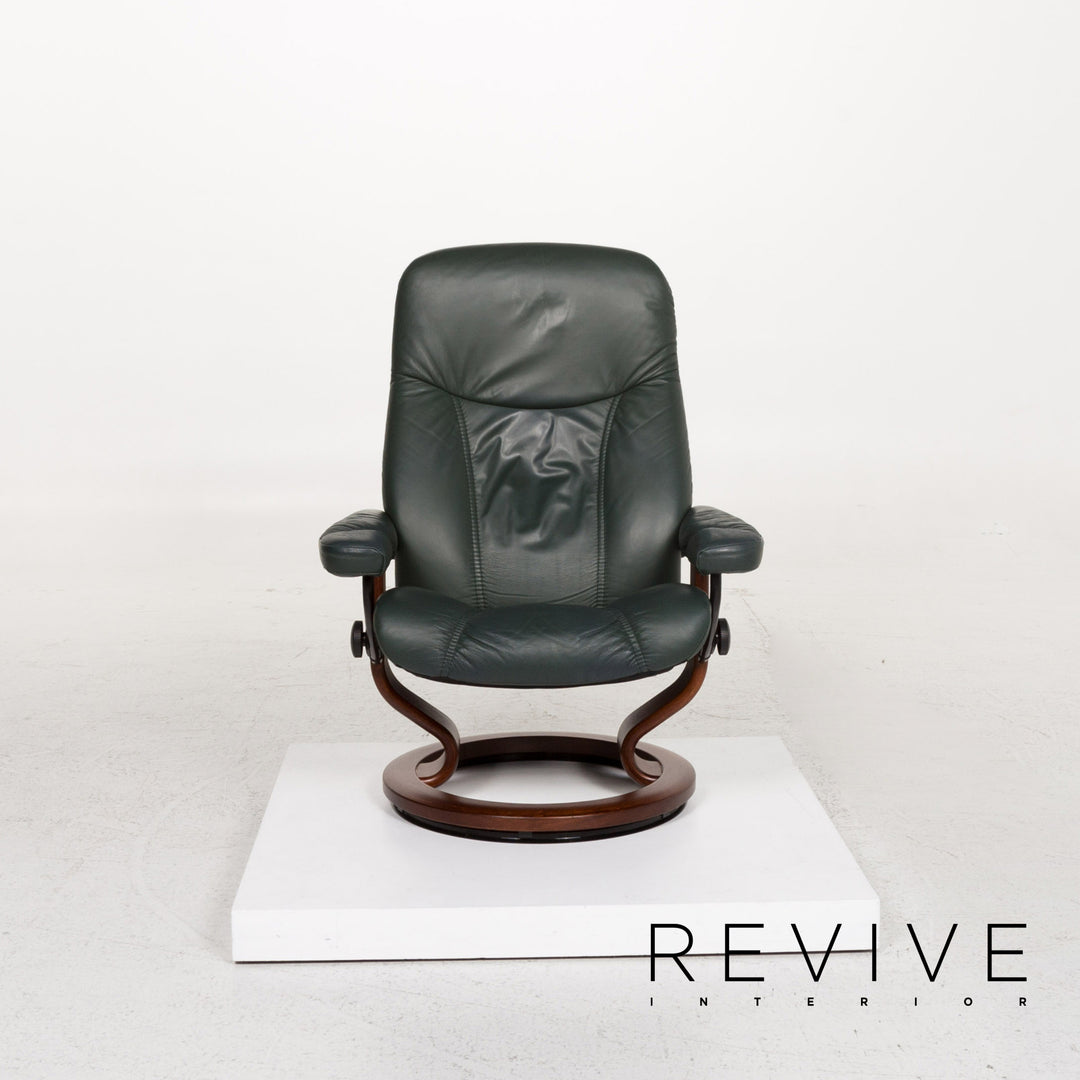Stressless Consul leather armchair incl. stool green dark green recliner relax function function #13301