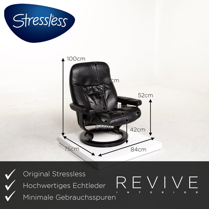 Stressless Consul Leder Sessel inkl. Hocker Schwarz Größe L Funktion Relaxfunktion #12561