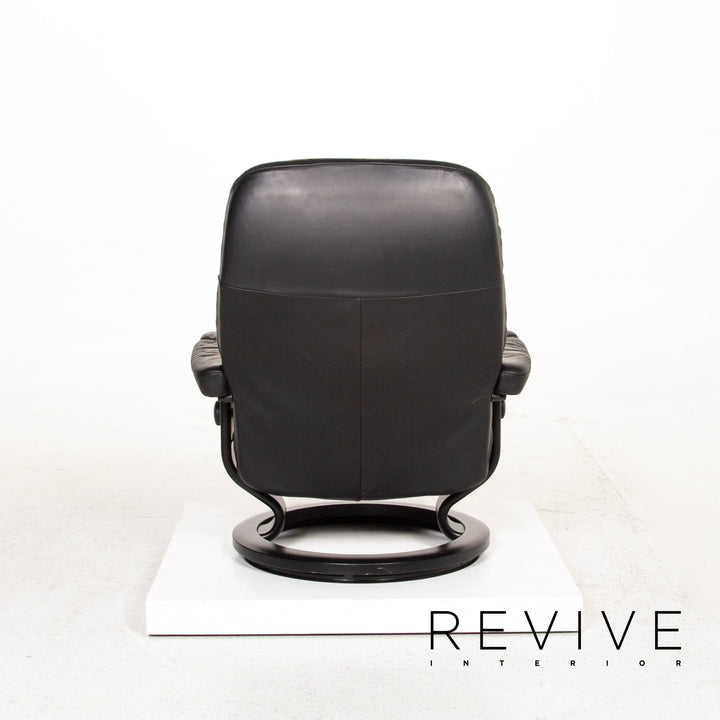 Stressless Consul leather armchair incl. stool black size L function relaxation function #12561