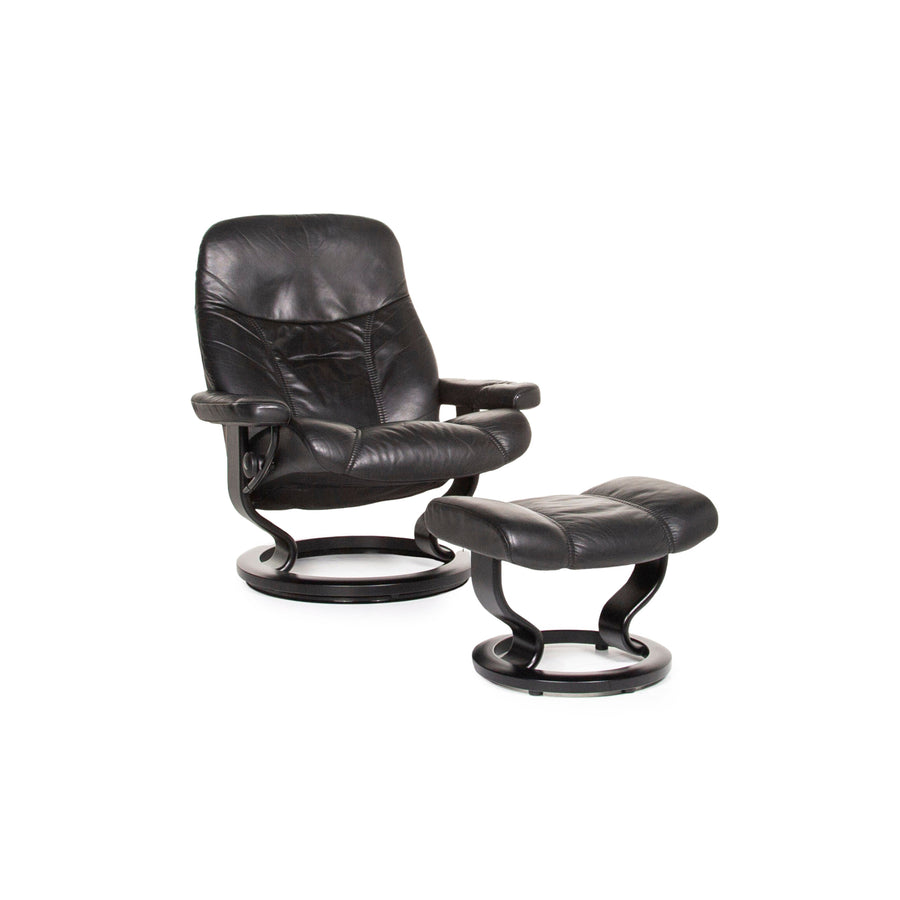 Stressless Consul leather armchair incl. stool black size L function relaxation function #12561
