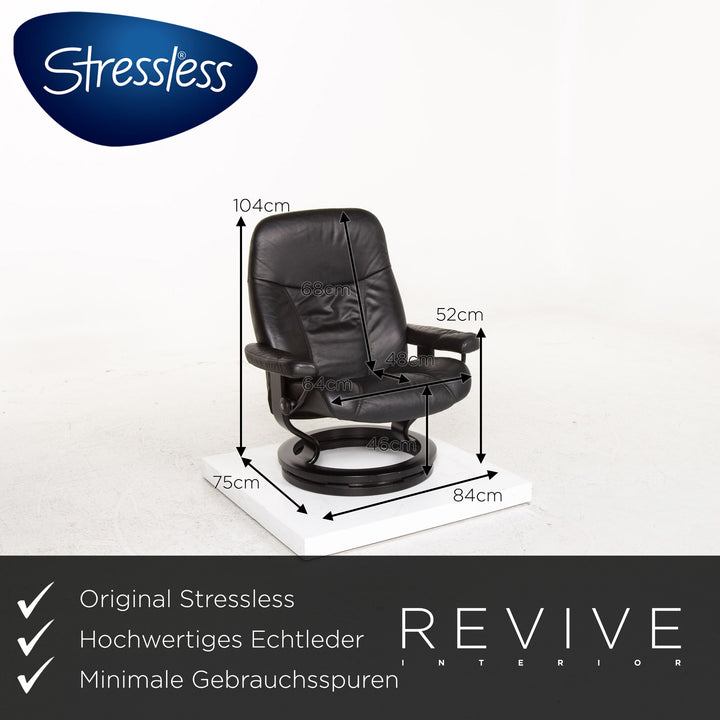 Stressless Consul Leder Sessel inkl Hocker Schwarz Größe L Relaxfunktion Relaxsessel #13489