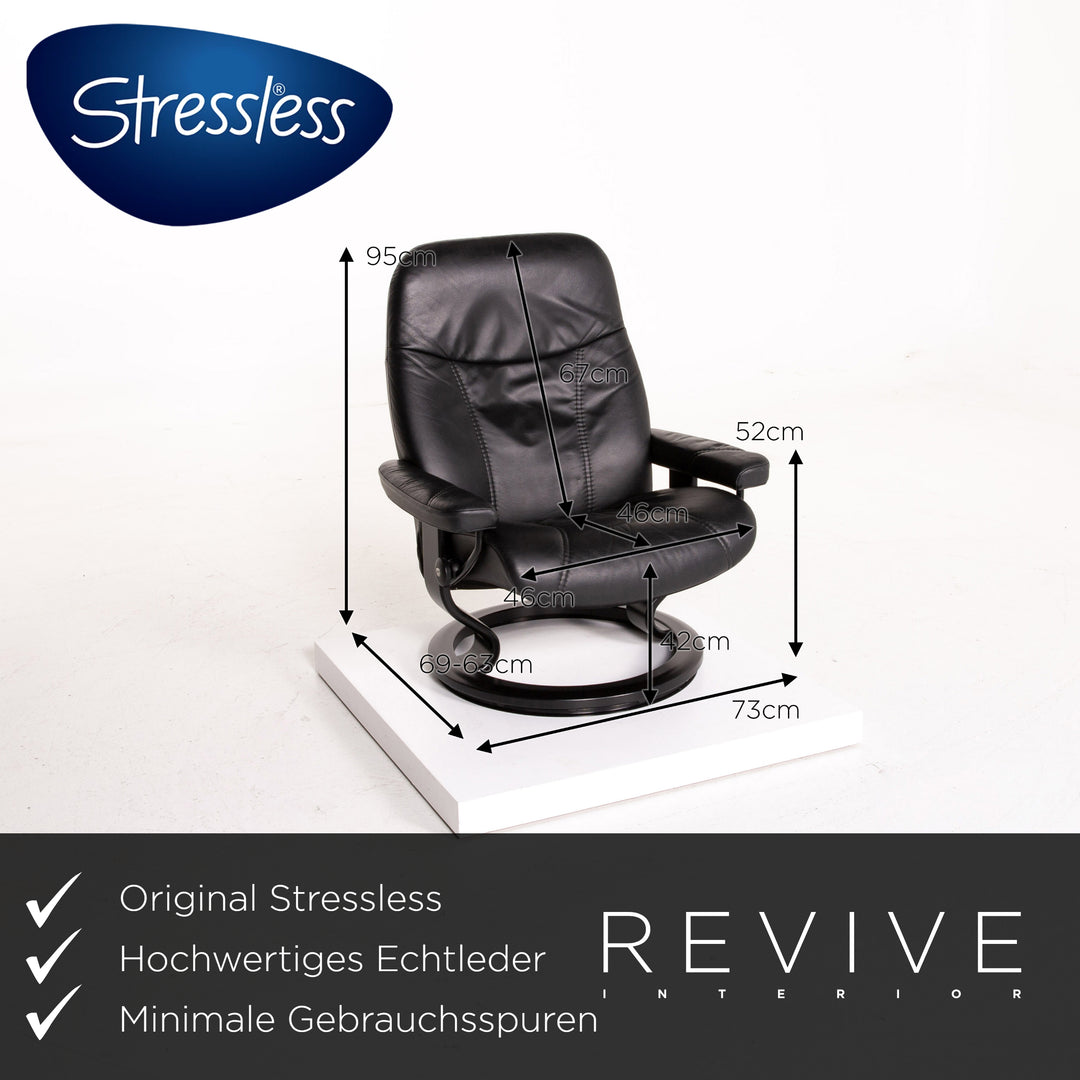 Stressless Consul Leder Sessel inkl. Hocker Schwarz Größe L Relaxsessel Relaxfunktion Funktion #14159