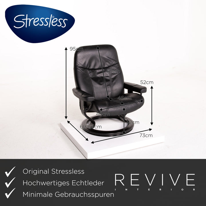 Stressless Consul Leder Sessel inkl. Hocker Schwarz Größe L Relaxsessel Relaxfunktion Funktion #14159