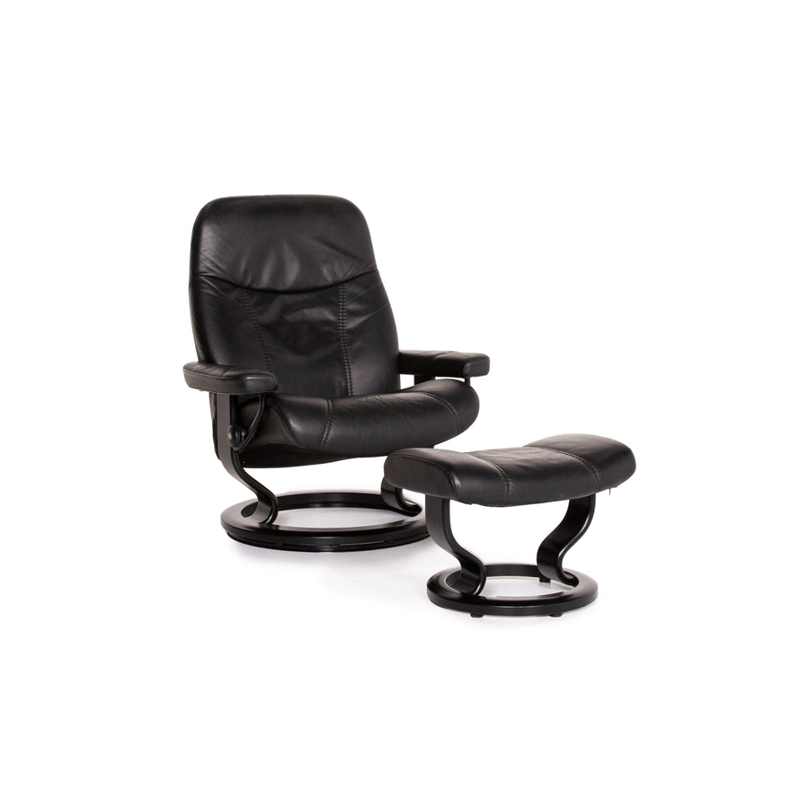 Stressless Consul Leder Sessel inkl. Hocker Schwarz Größe L Relaxsessel Relaxfunktion Funktion #14159