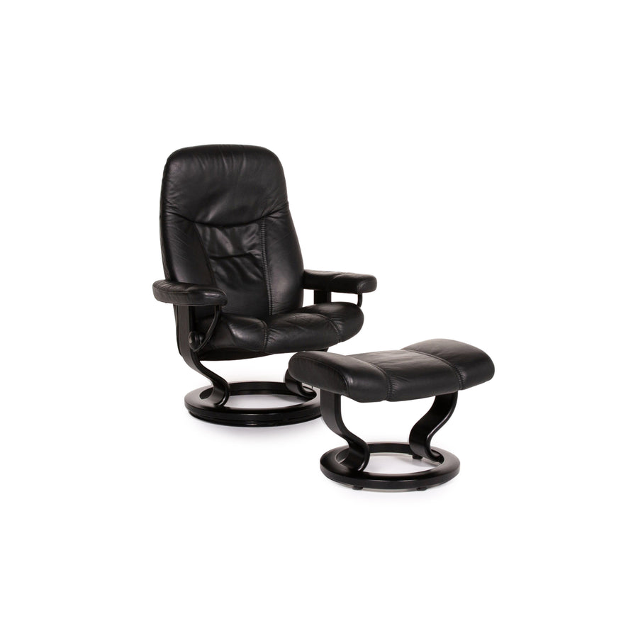 Stressless Consul Leder Sessel inkl. Hocker Schwarz Größe M Relaxsessel Relaxfunktion Funktion #13377