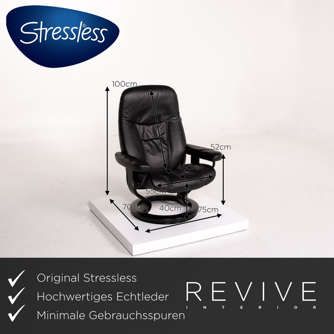 Stressless Consul Leder Sessel inkl. Hocker Schwarz Größe M Relaxsessel Relaxfunktion Funktion #13377