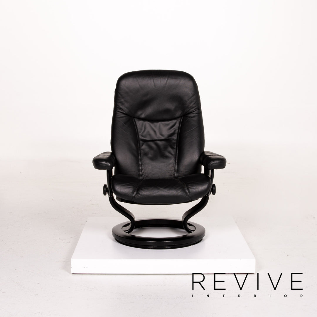 Stressless Consul Leder Sessel inkl. Hocker Schwarz Größe M Relaxsessel Relaxfunktion Funktion #13377