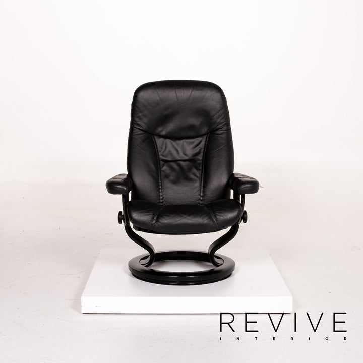 Stressless Consul Leder Sessel inkl. Hocker Schwarz Größe M Relaxsessel Relaxfunktion Funktion #13377