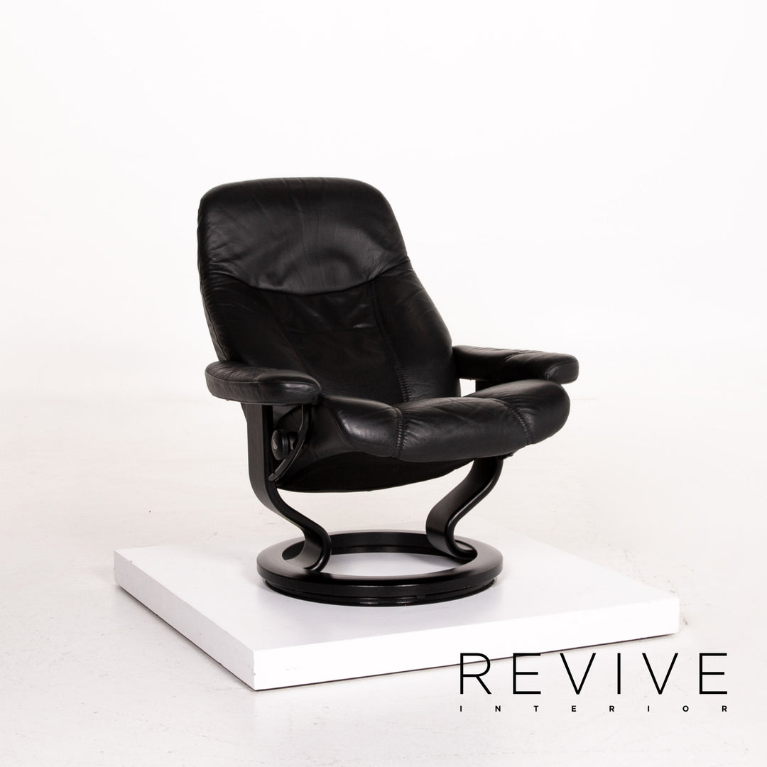 Stressless Consul Leder Sessel inkl. Hocker Schwarz Größe M Relaxsessel Relaxfunktion Funktion #13377