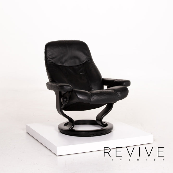 Stressless Consul Leder Sessel inkl. Hocker Schwarz Größe M Relaxsessel Relaxfunktion Funktion #13377
