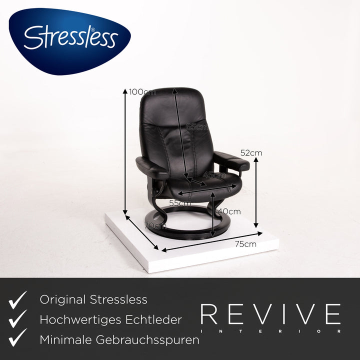 Stressless Consul Leder Sessel inkl. Hocker Schwarz Relaxsessel Relaxfunktion Funktion #14604