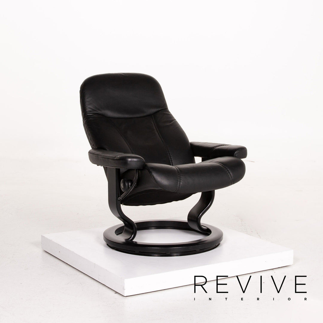 Stressless Consul Leder Sessel inkl. Hocker Schwarz Relaxsessel Relaxfunktion Funktion #14604